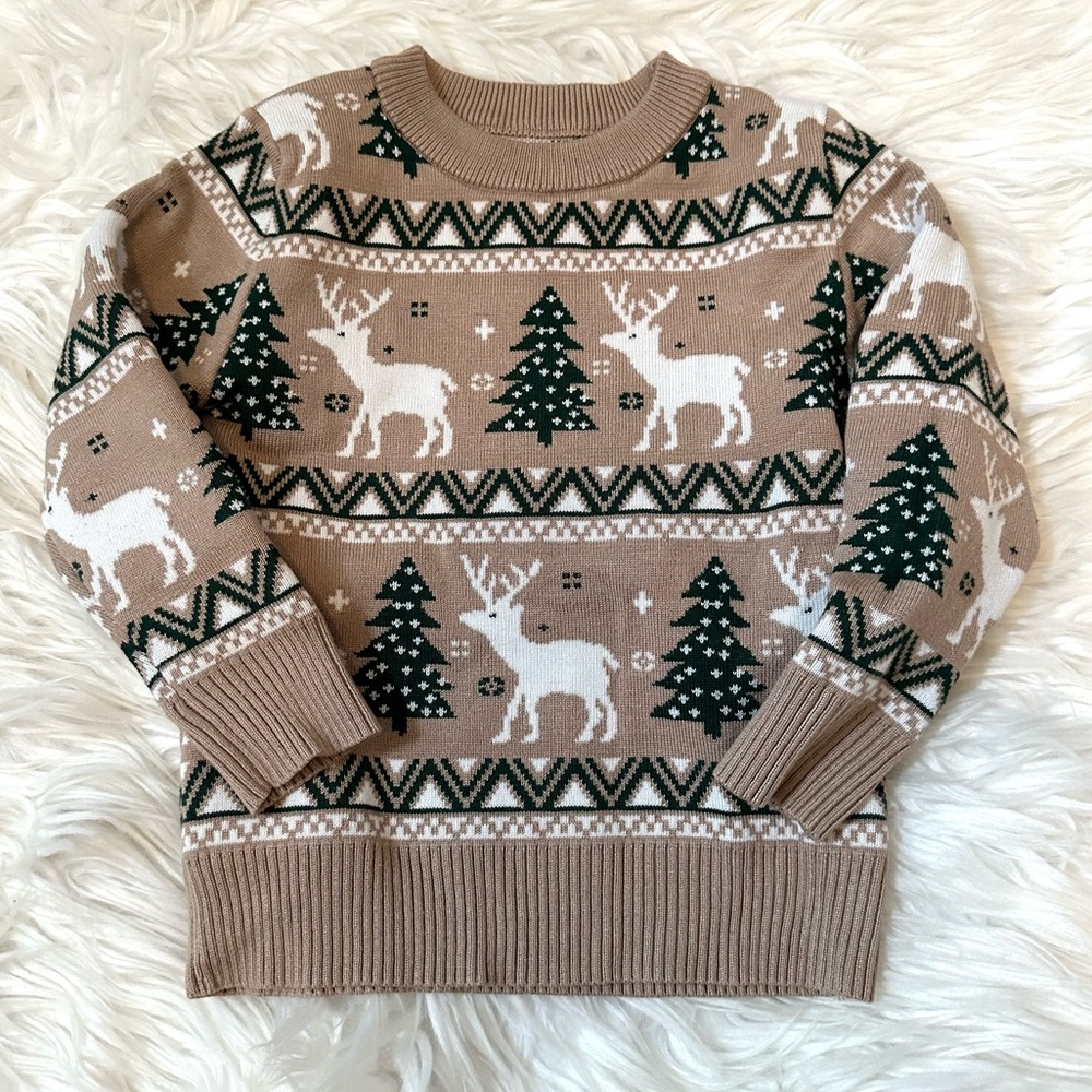 Toddler Christmas Sweater Boys 3T Holiday Crewneck Sweater